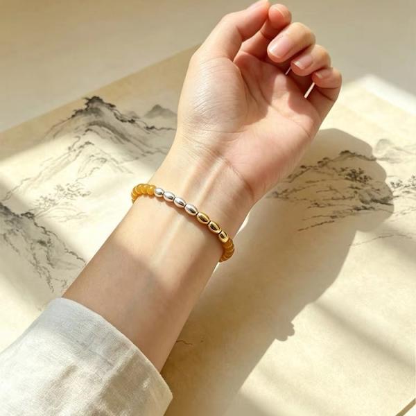 Handcrafted  Yellow Agate "Earth Element" Bracelet